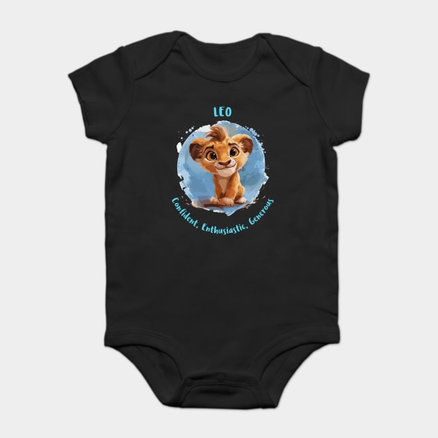 Leo Cartoon Zodiac Sign Baby Bodysuit by Vinokurio